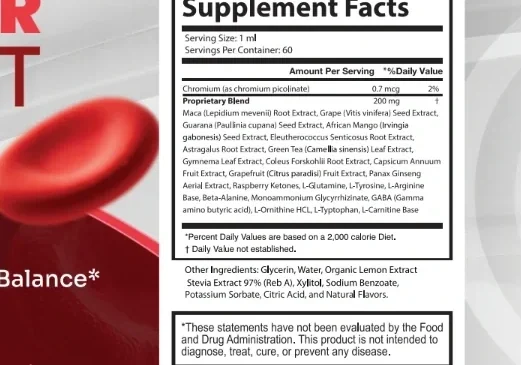 Sugar Reset Supplement Facts panel with numbered call-outs