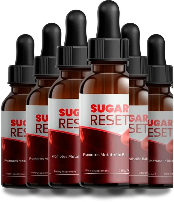 Six bottles of Sugar Reset liquid drops
